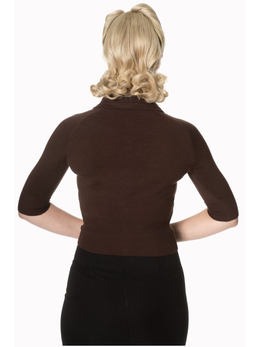 APRIL SHORT SLEEVE CARDIGAN Brown