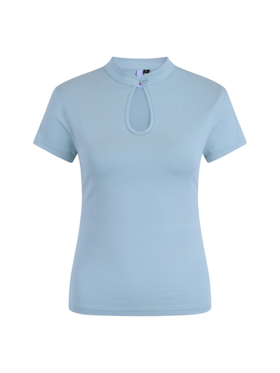 MANDARIN COLLAR TOP Blue