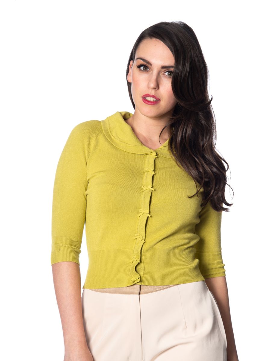 APRIL SHORT SLEEVE CARDIGAN Lime