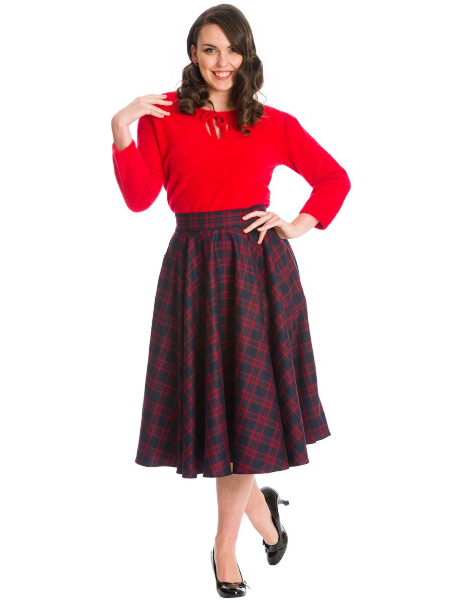 ADORE HER CHECK SKIRT-Red