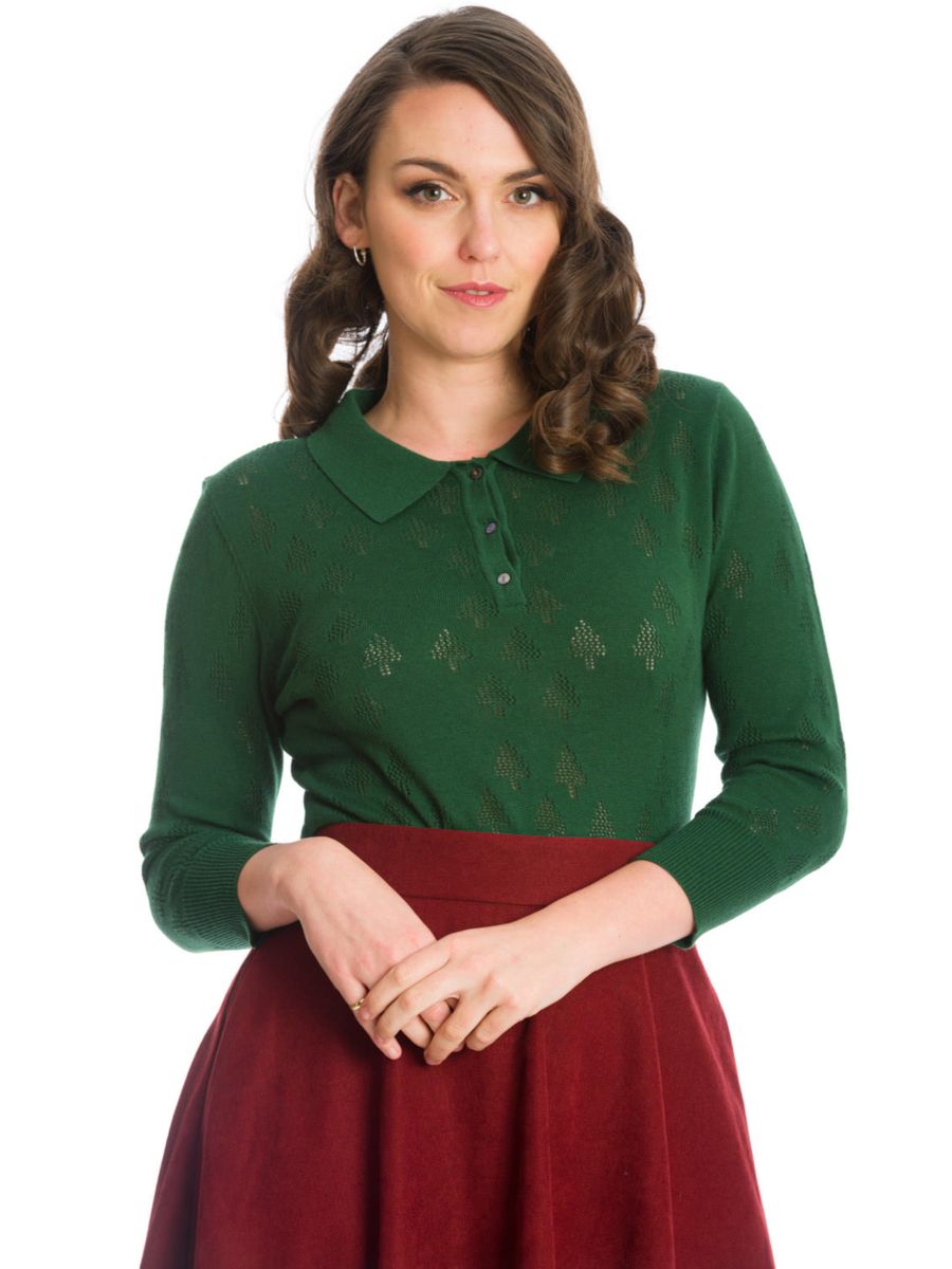 MERRY TREE KNIT TOP-Green