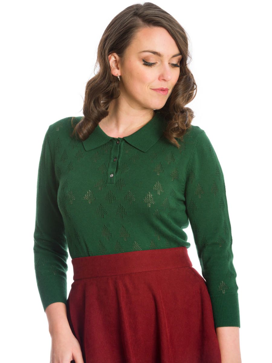 MERRY TREE KNIT TOP-Green