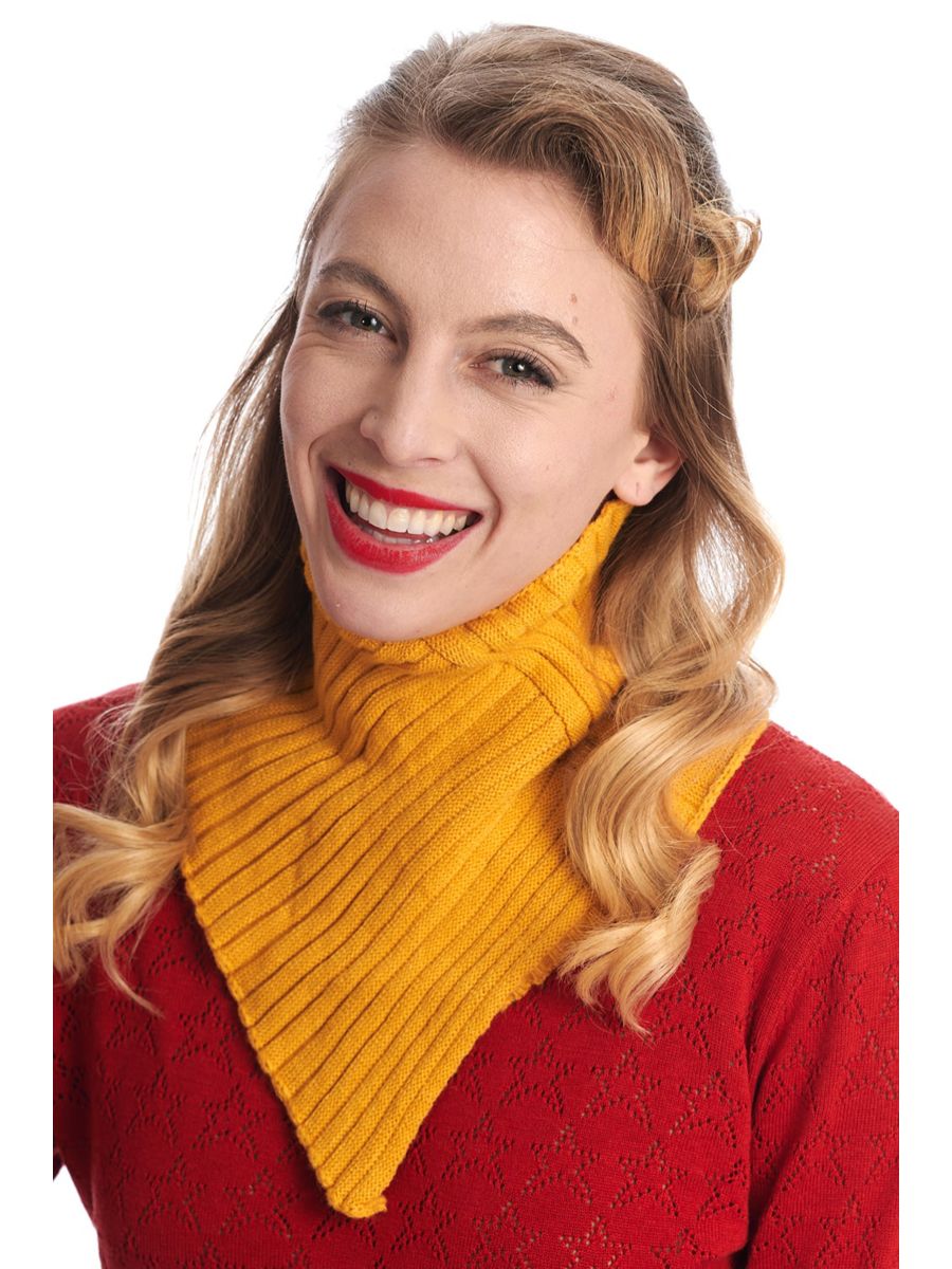 LOLA KNITTED NECK WARMER-Mustard-One Size