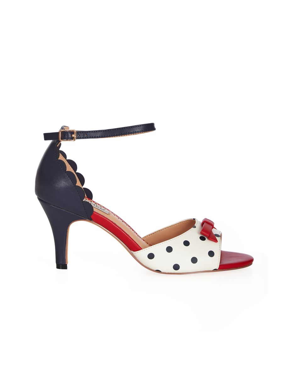 POPPY POLKA OPEN TOE SANDALS White