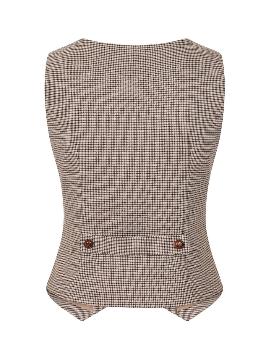 Hallie houndstooth waistcoat Brown