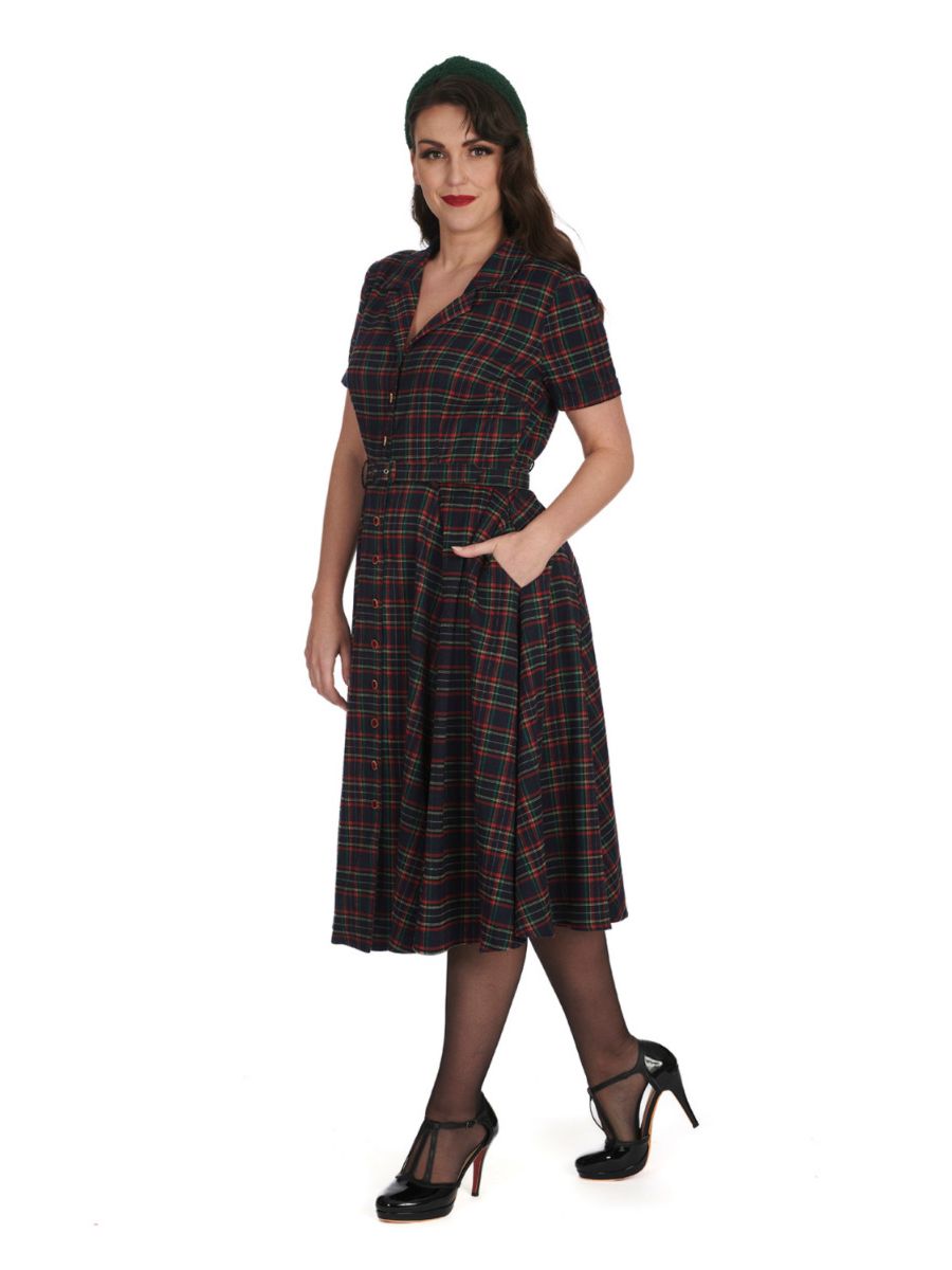 MERRY HOliveDAYS BUTTON COLLAR DRESS