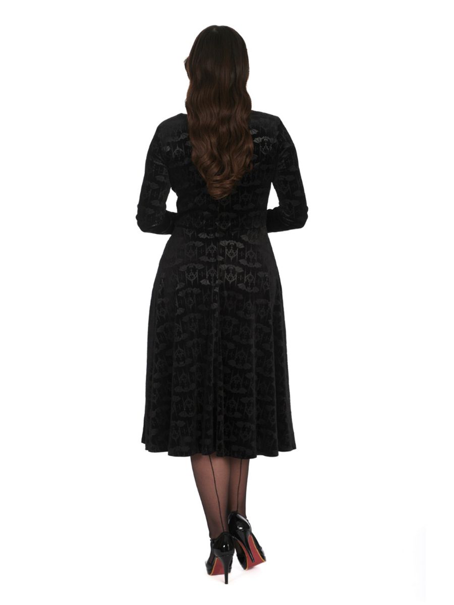 VELVET BAT FIT & FLARE DRESS