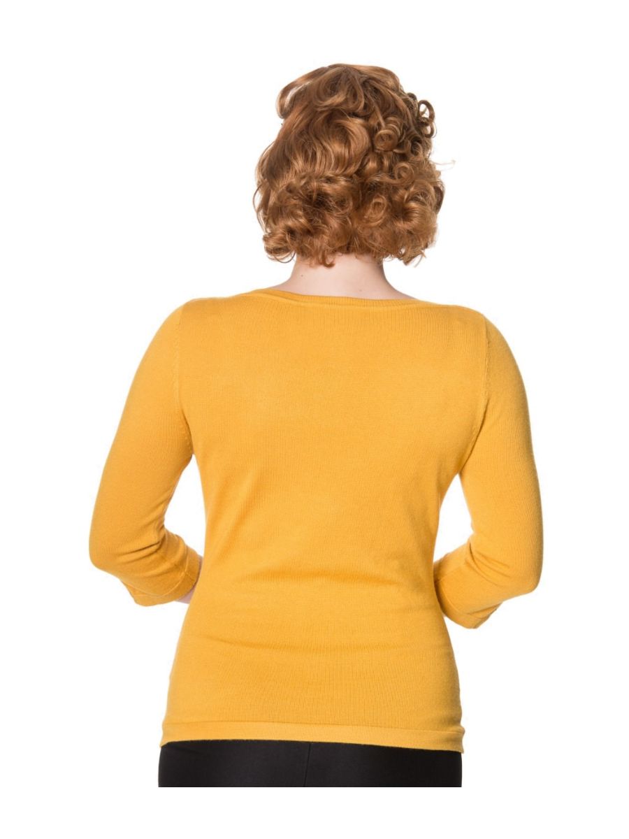 Banned Retro Addicted Knit Vintage Dorothy Top Mustard Yellow